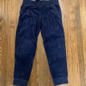 Navy velvet joggers